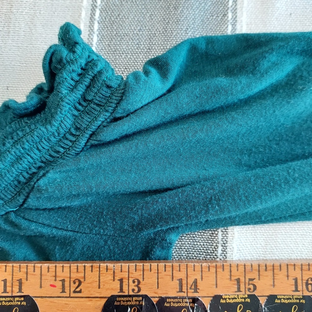 Aeropostale  XS Teal Green Off Shoulder Ruffle Knit Top Festival Boho Peasant - Picture 3 of 7